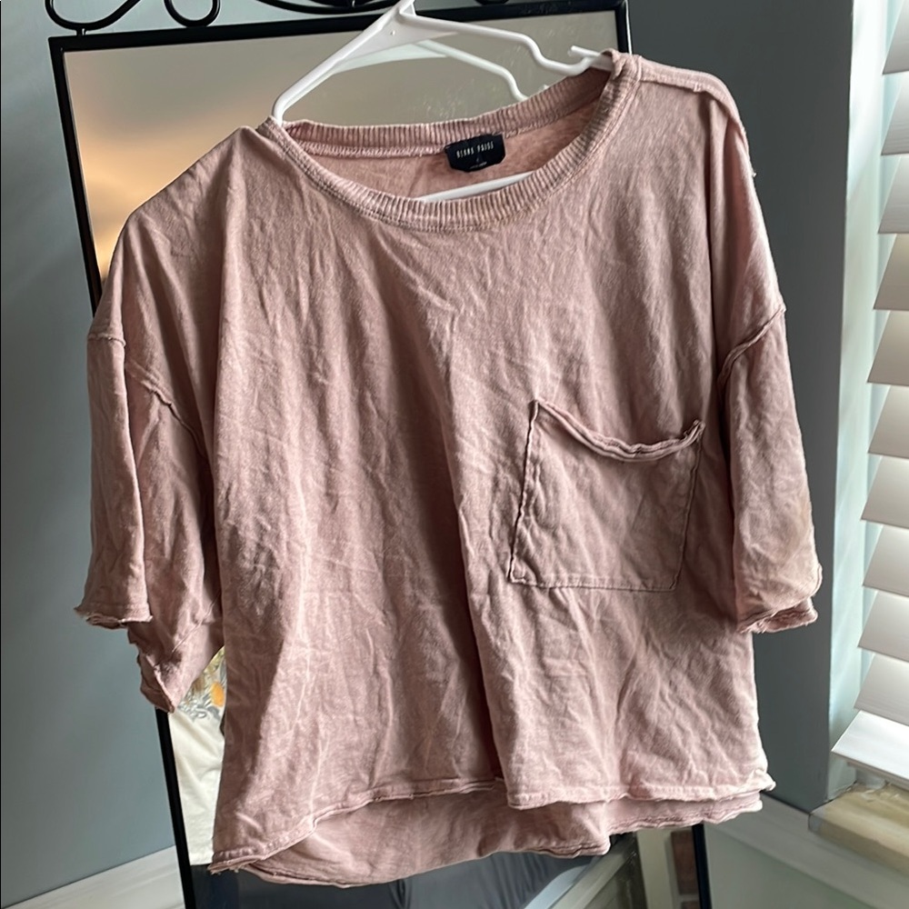 Pink Boxy Crop Top with Short Sleeves